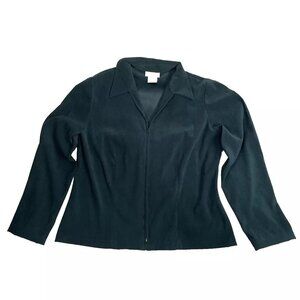 AGB Byer California Women's Fitted Green Full Zip Blouse Shirt Size 14